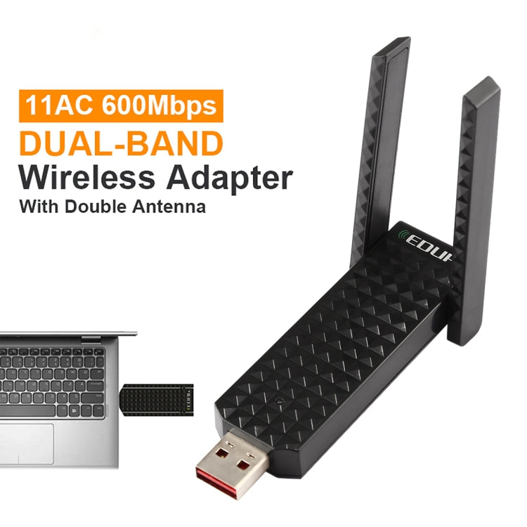 EDUP EP-AC1625 600Mbps 2.4G / 5.8GHz Dual Band Wireless 11AC USB 2.0 Adapter Network Card with 2 Antennas for Laptop / PC, EP-AC1625 EDUP EP-AC1625 600Mbps 2.4G / 5.8GHz Dual Band Wireless 11AC USB 2.0 Adapter Network Card with 2 Antennas for Laptop / PC, EP-AC1625
